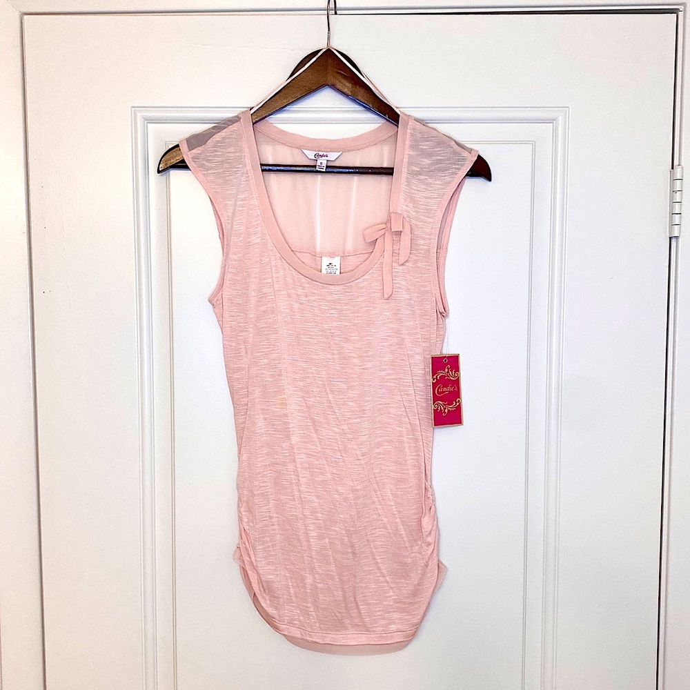 NWT Candie’s Bow Neck Tee Pink Girls Shirt S